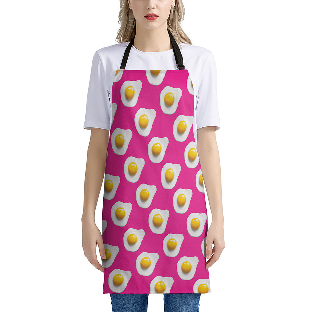 Pink Fried Eggs Pattern Print Apron