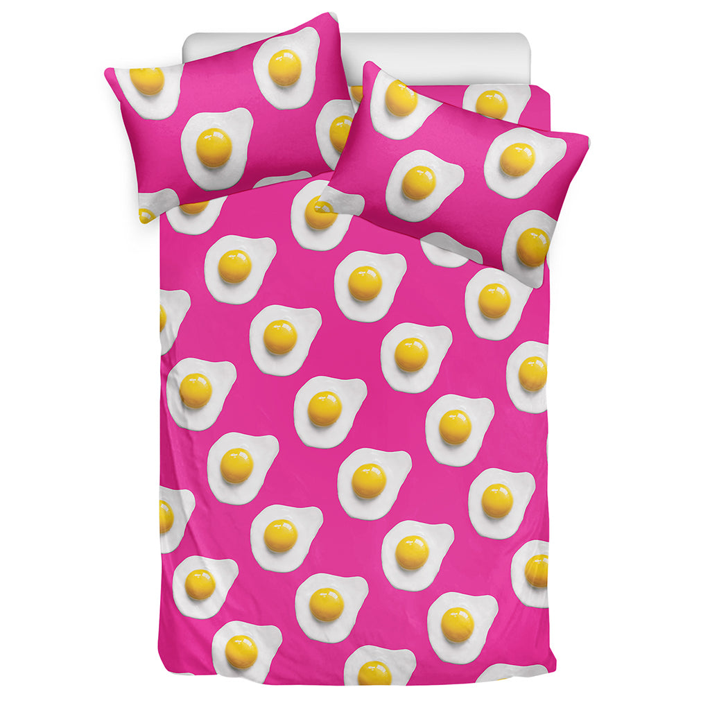 Pink Fried Eggs Pattern Print Duvet Cover Bedding Set