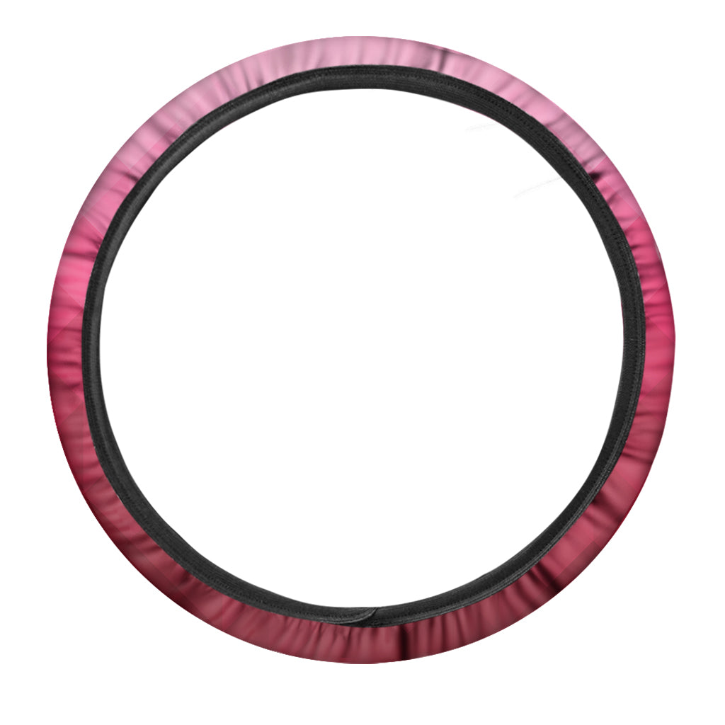 Pink Geometric Square Pattern Print Car Steering Wheel Cover