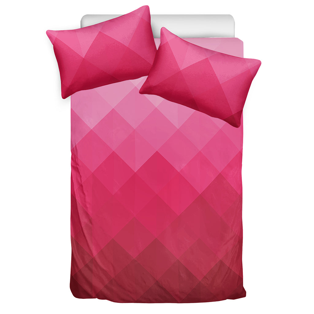 Pink Geometric Square Pattern Print Duvet Cover Bedding Set