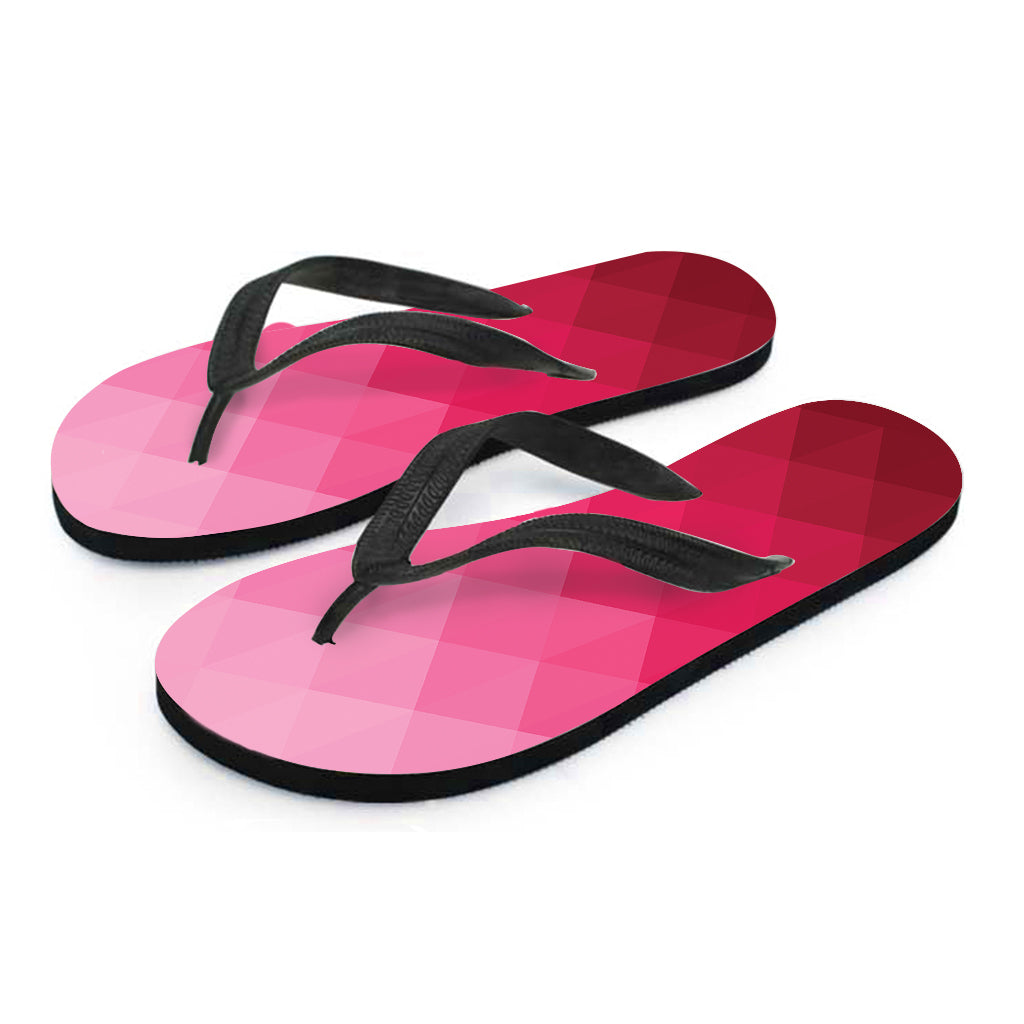 Pink Geometric Square Pattern Print Flip Flops