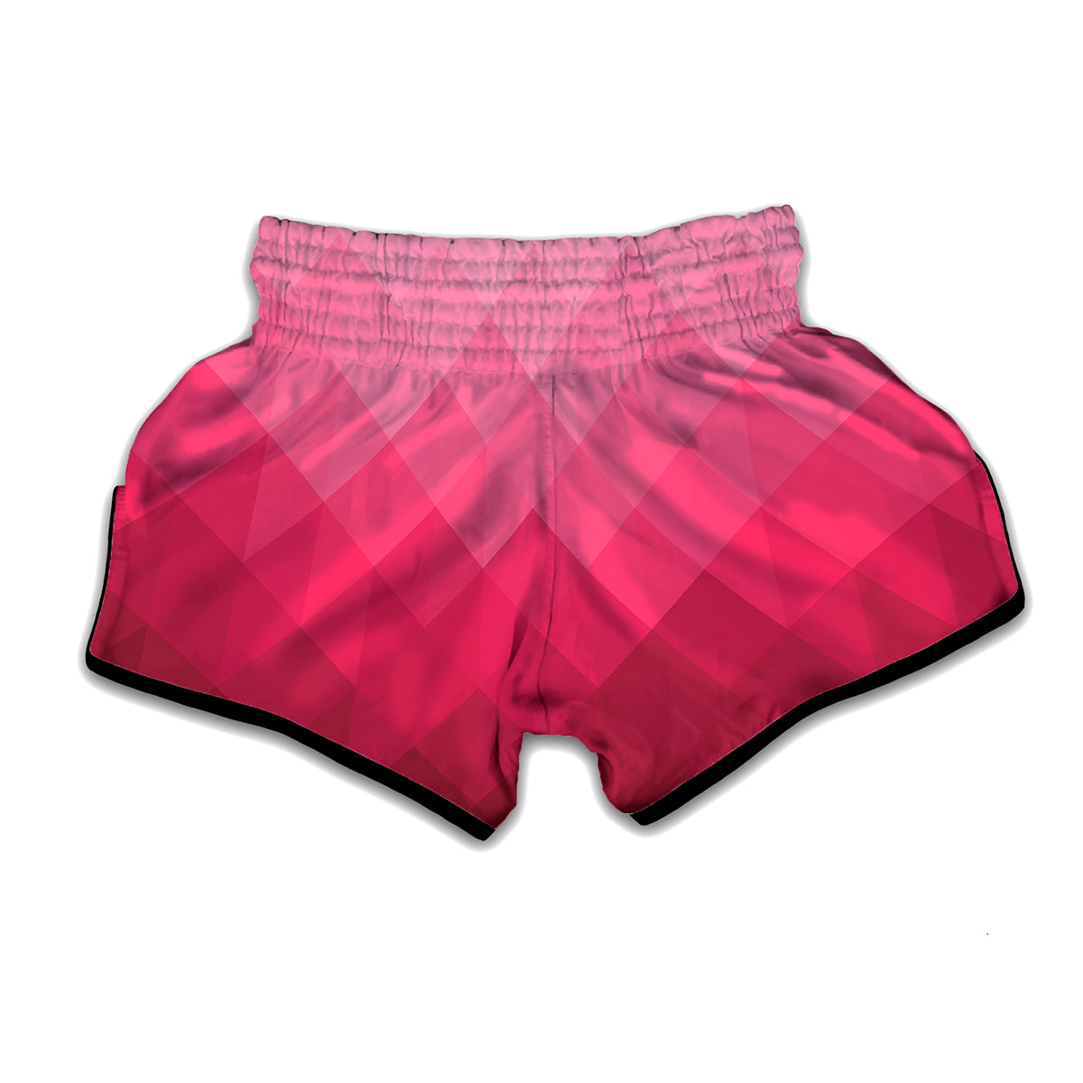 Pink Geometric Square Pattern Print Muay Thai Boxing Shorts