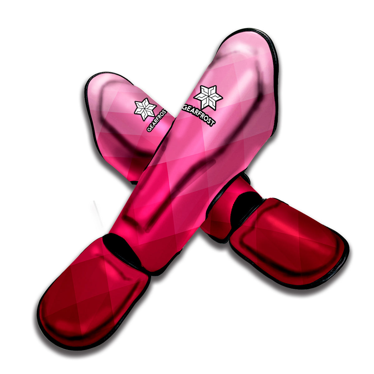 Pink Geometric Square Pattern Print Muay Thai Shin Guard