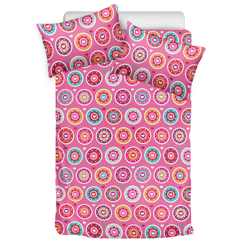 Pink Girly Flower Pattern Print Duvet Cover Bedding Set