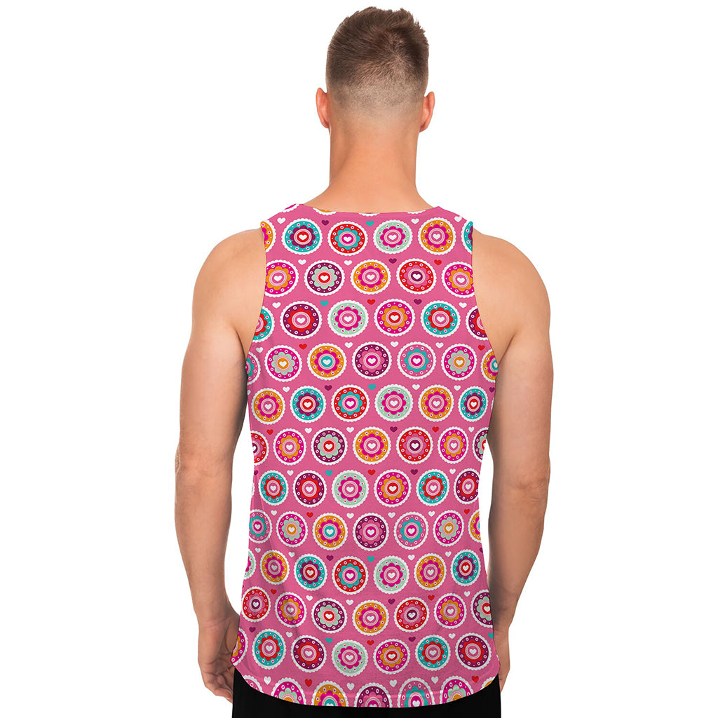 Pink Girly Flower Pattern Print Men's Tank Top