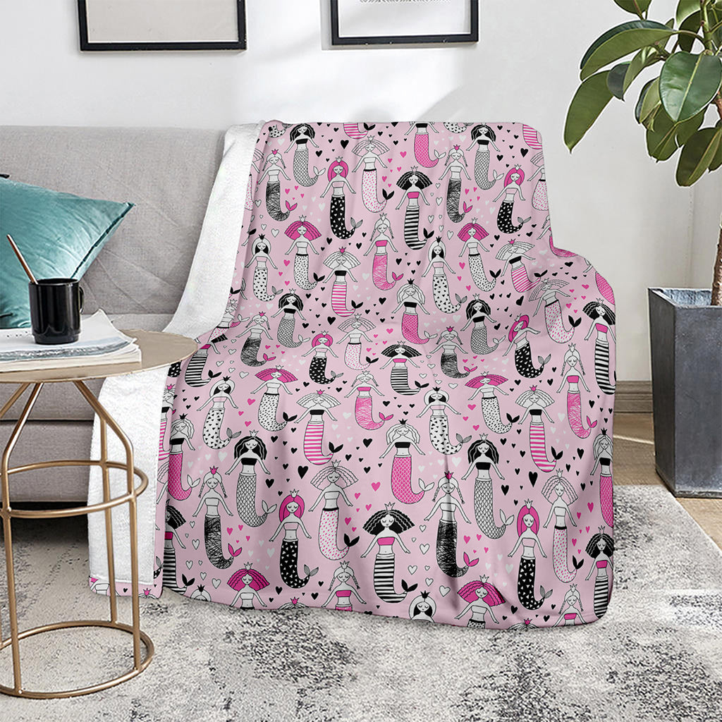 Pink Girly Mermaid Pattern Print Blanket