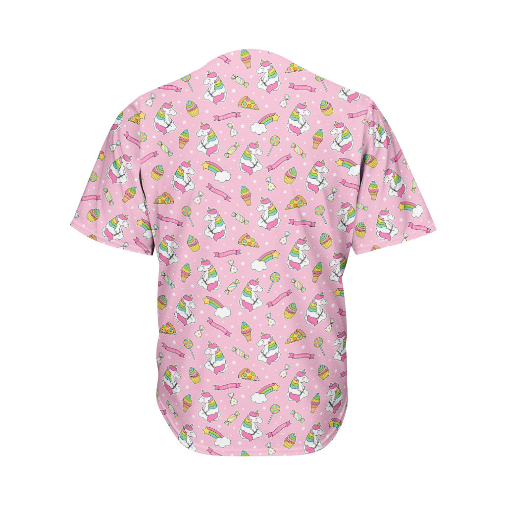 Pink Girly Unicorn Pattern Print Men's Baseball Jersey
