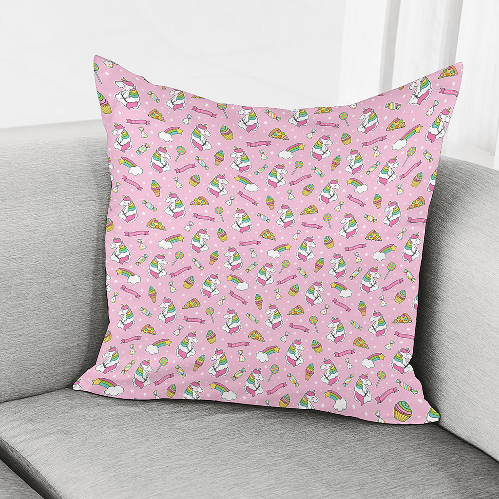 Pink Girly Unicorn Pattern Print Pillow Cover