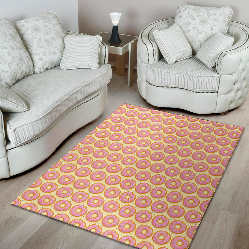 Pink Glazed Donut Pattern Print Area Rug