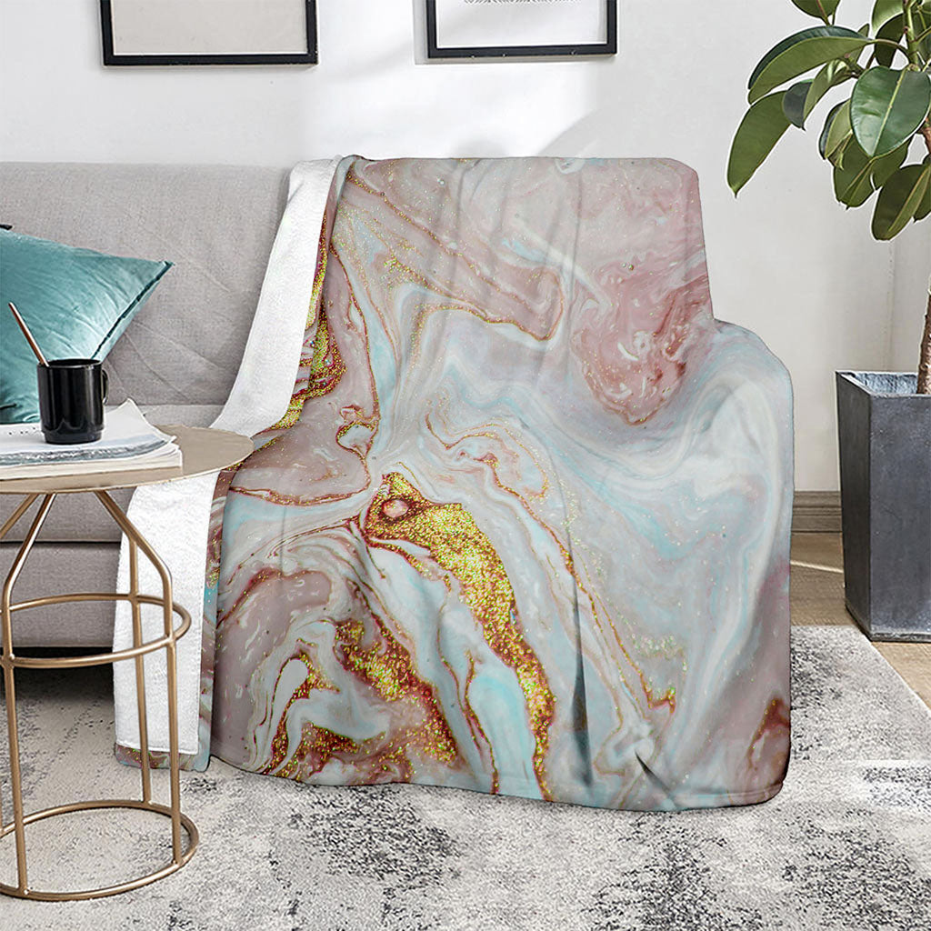 Pink Gold Liquid Marble Print Blanket