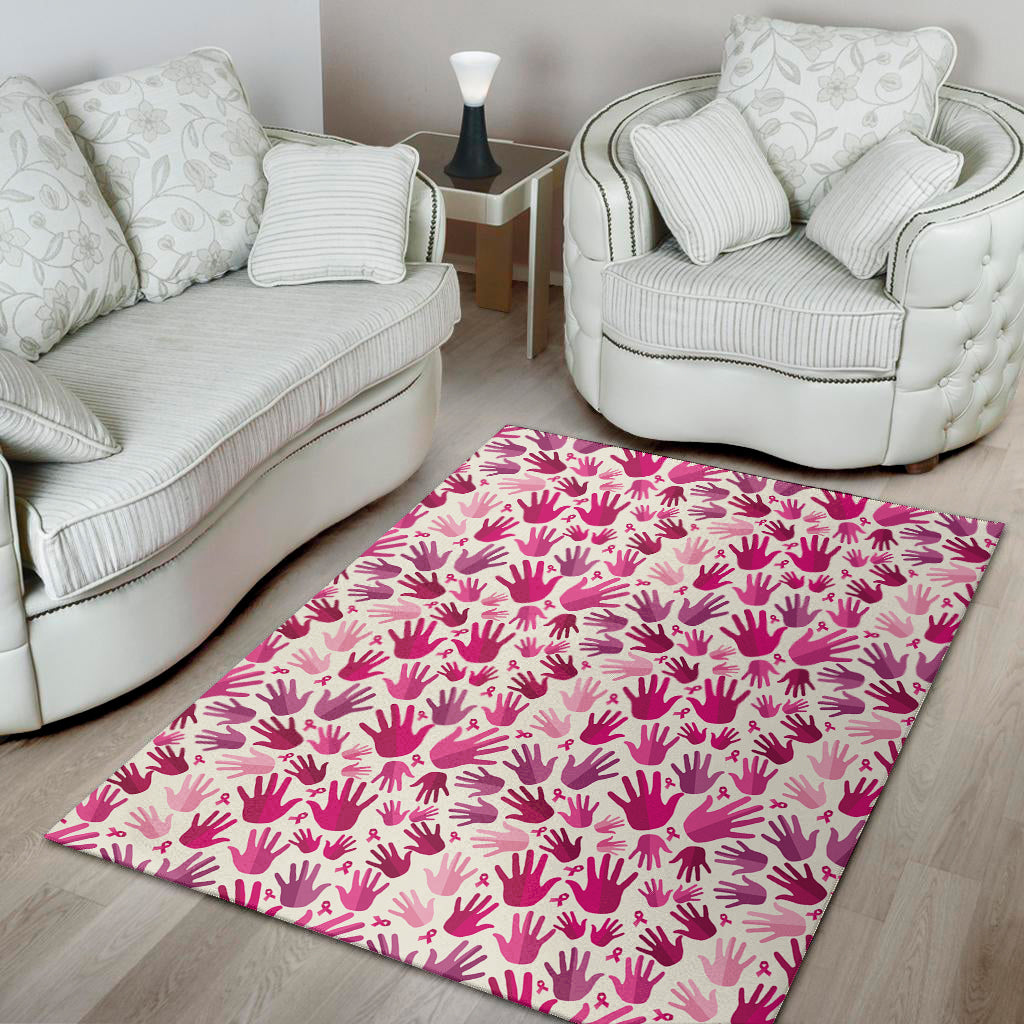 Pink Hand Breast Cancer Pattern Print Area Rug