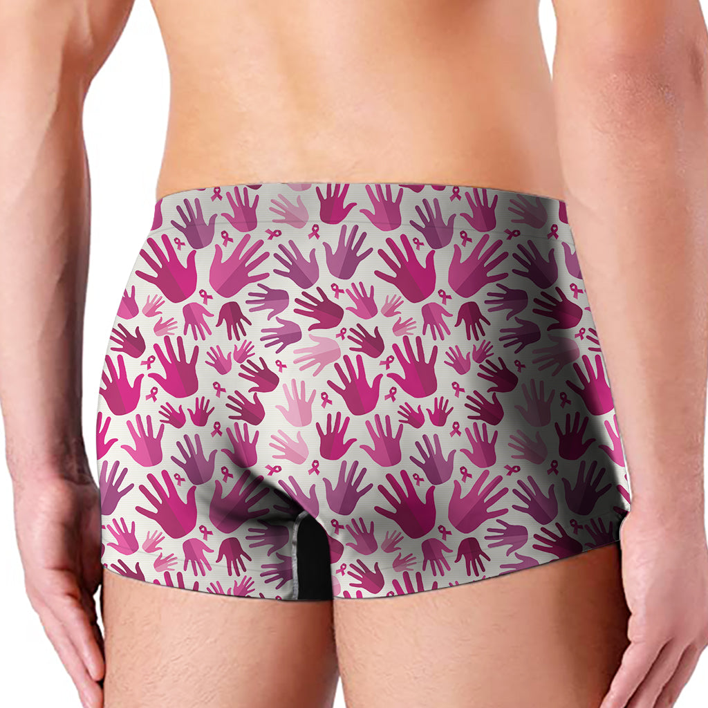 Pink Hand Breast Cancer Pattern Print Men's Boxer Briefs