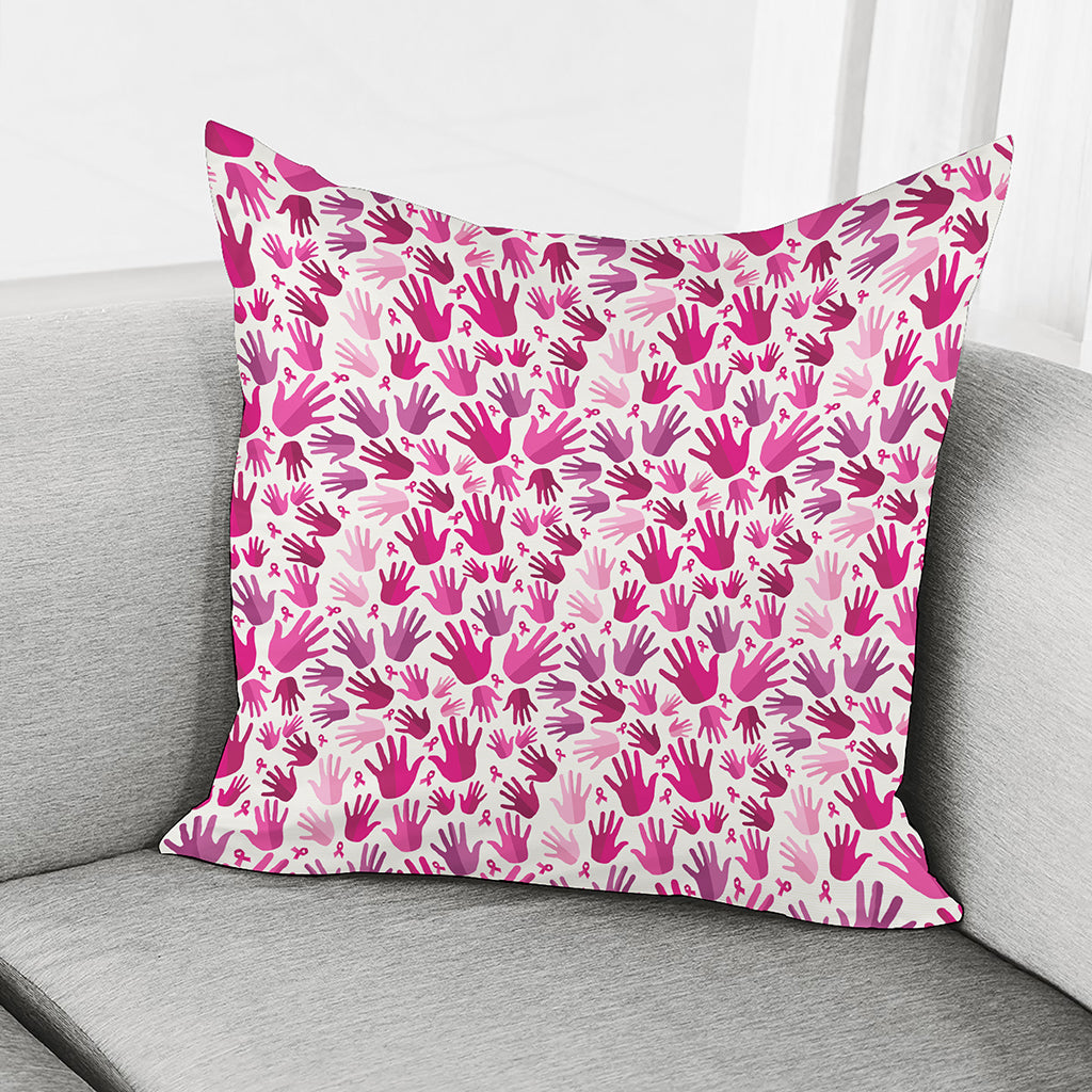 Pink Hand Breast Cancer Pattern Print Pillow Cover