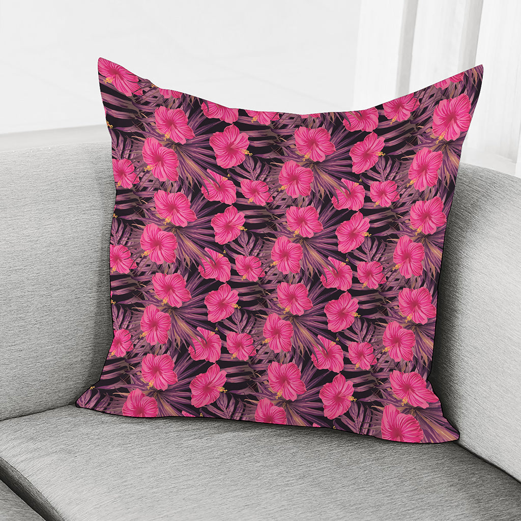 Pink Hawaiian Hibiscus Pattern Print Pillow Cover