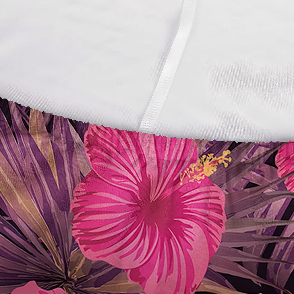 Pink Hawaiian Hibiscus Pattern Print Sofa Cover