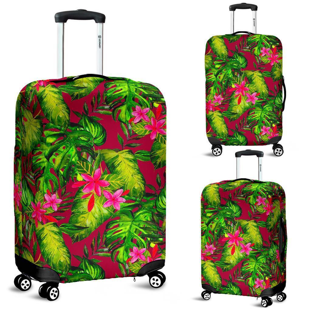 Pink Hawaiian Tropical Pattern Print Luggage Cover GearFrost
