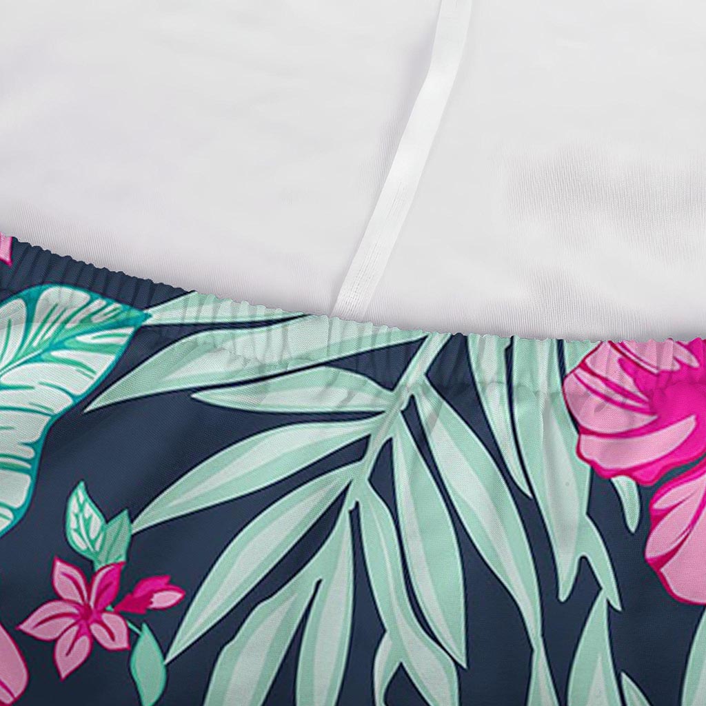 Pink Hibiscus Tropical Pattern Print Sofa Cover