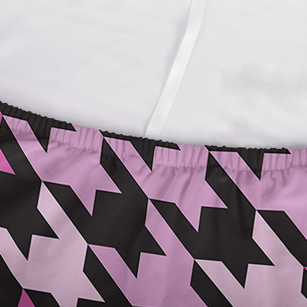 Pink Houndstooth Pattern Print Sofa Cover