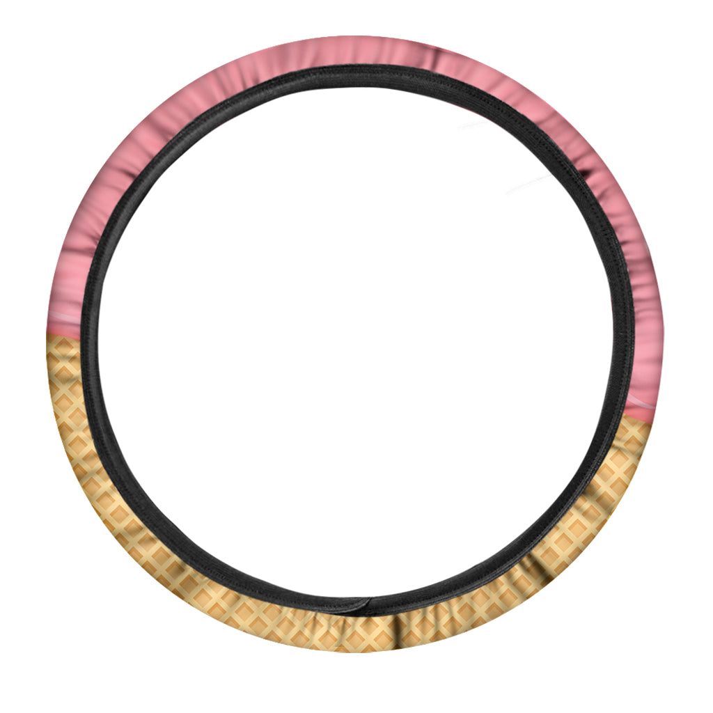 Pink Ice Cream Melted Print Car Steering Wheel Cover