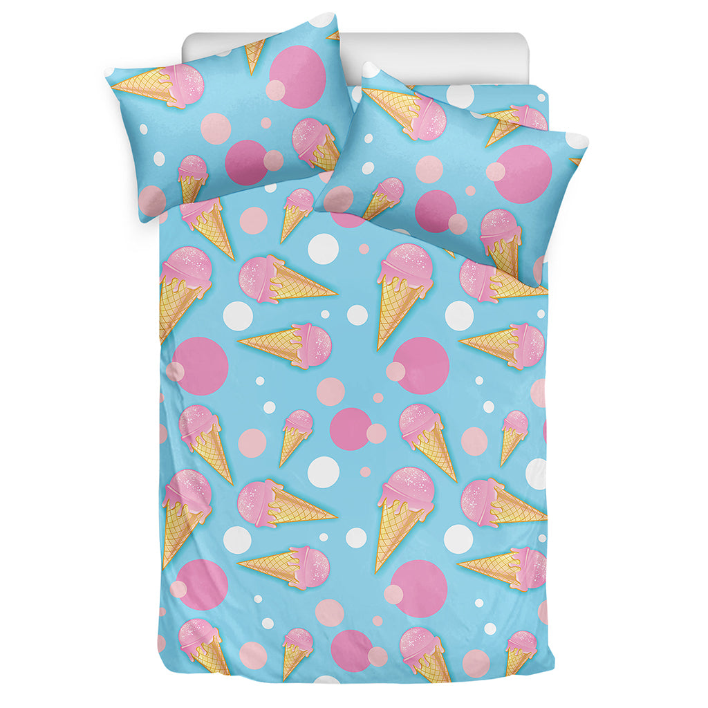 Pink Ice Cream Pattern Print Duvet Cover Bedding Set