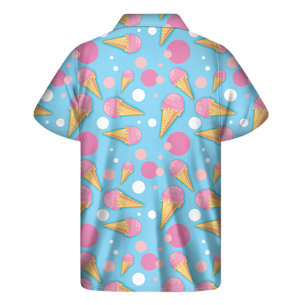 Pink Ice Cream Pattern Print Men's Short Sleeve Shirt
