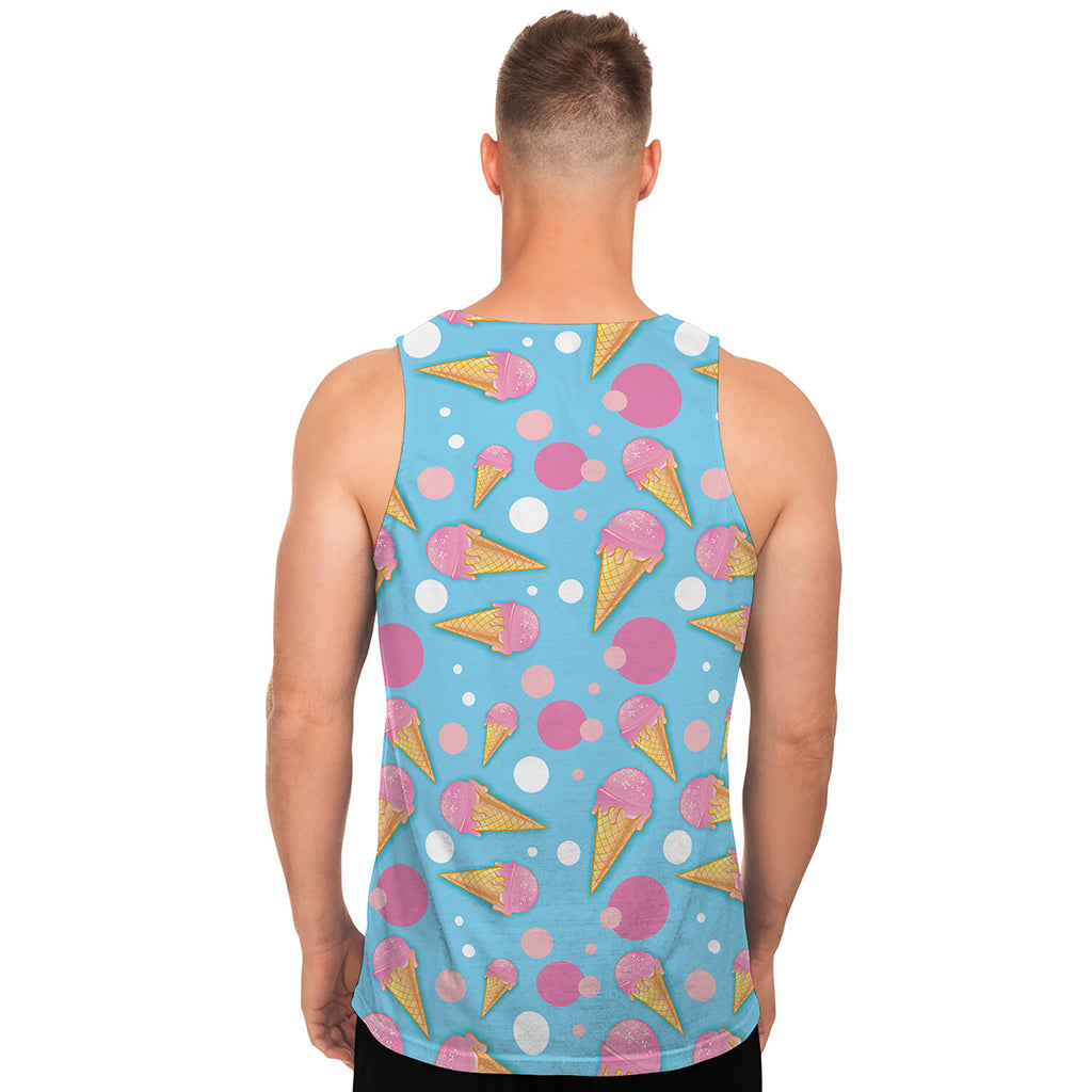 Pink Ice Cream Pattern Print Men's Tank Top