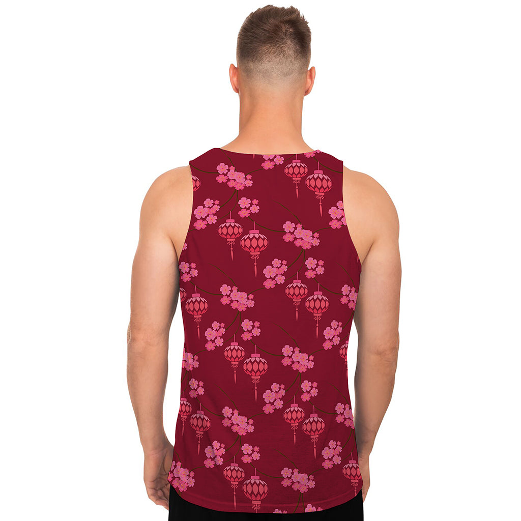 Pink Japanese Lantern Pattern Print Men's Tank Top