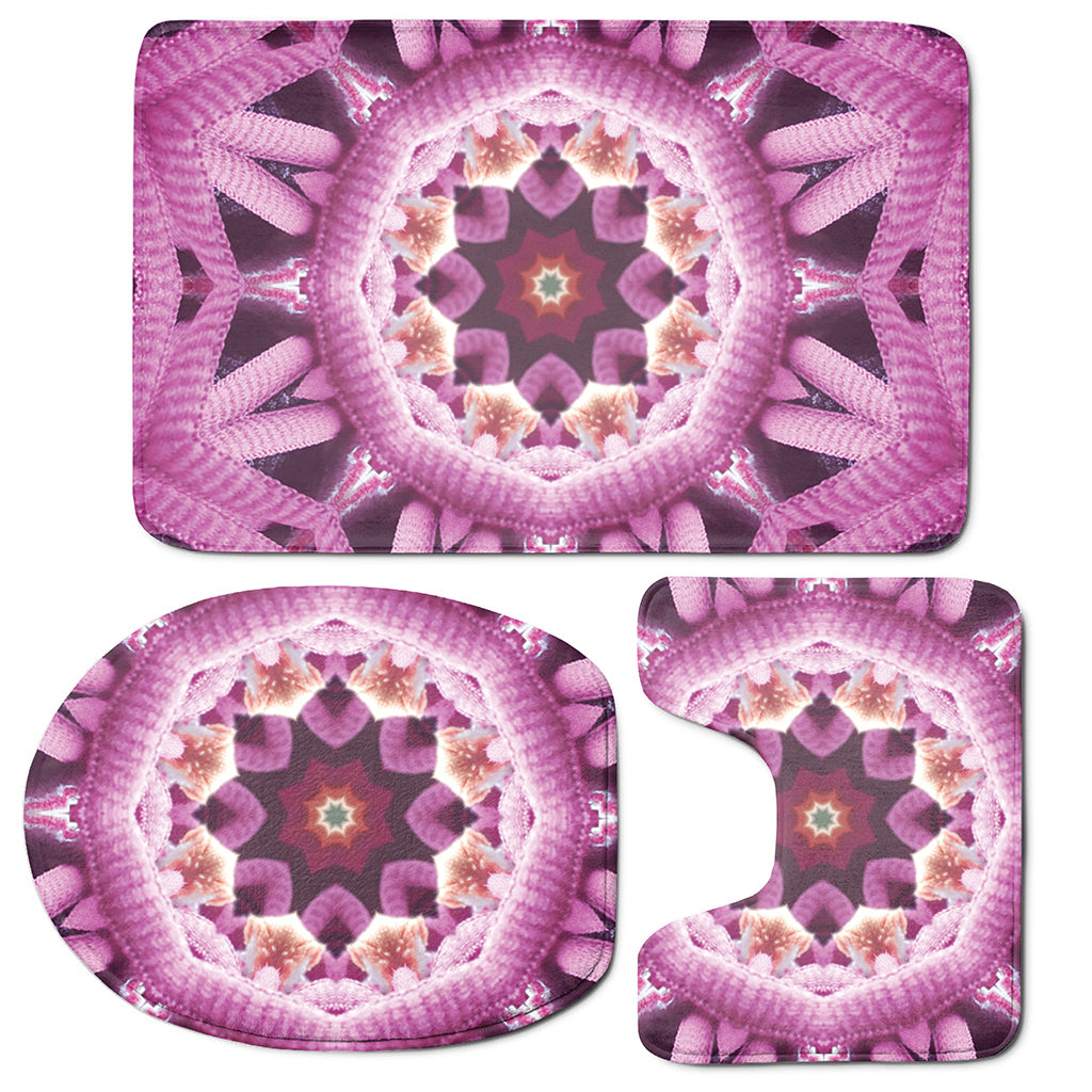 Pink Kaleidoscope Print 3 Piece Bath Mat Set