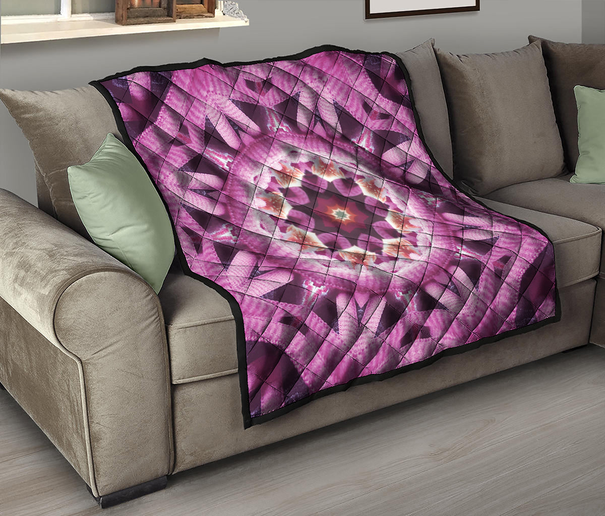 Pink Kaleidoscope Print Quilt