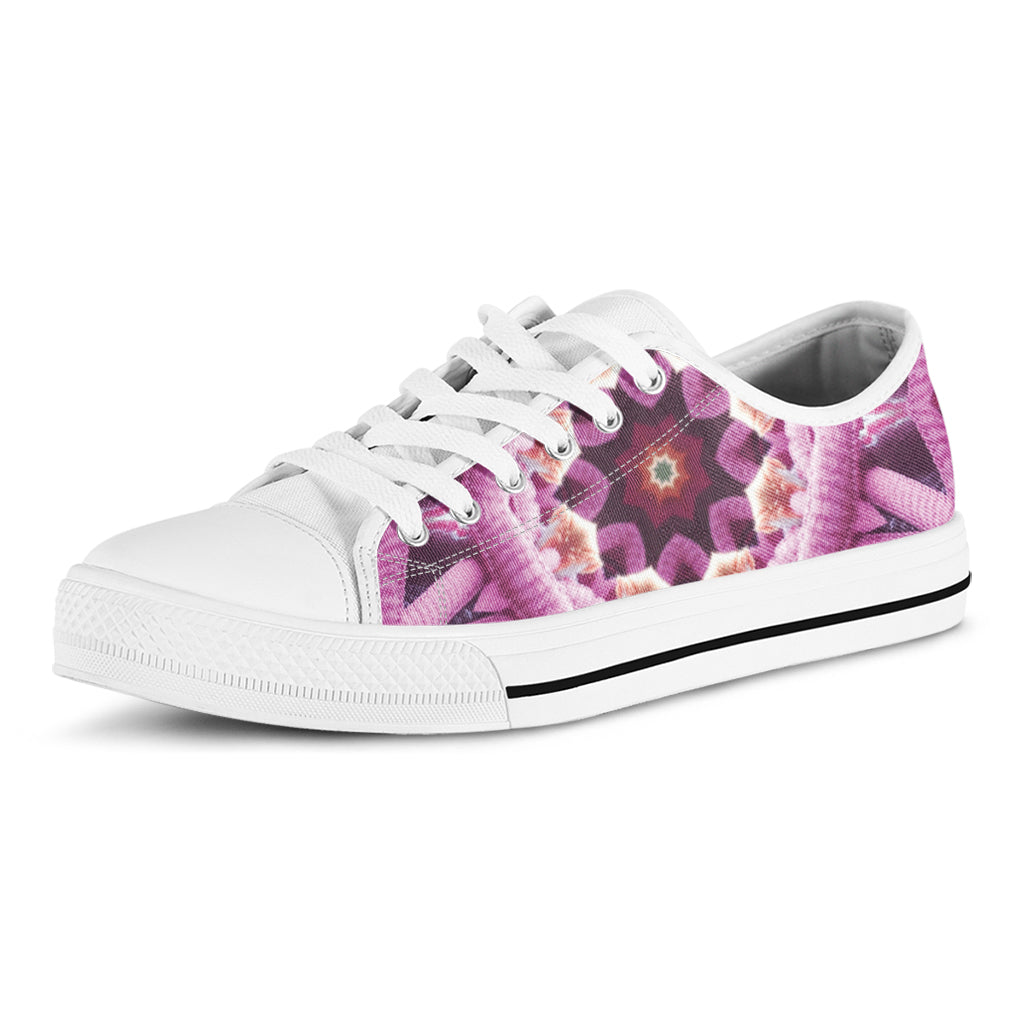 Pink Kaleidoscope Print White Low Top Shoes