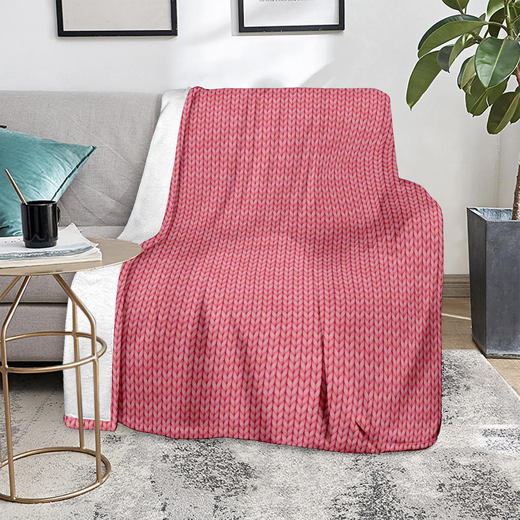 Pink Knitted Pattern Print Blanket