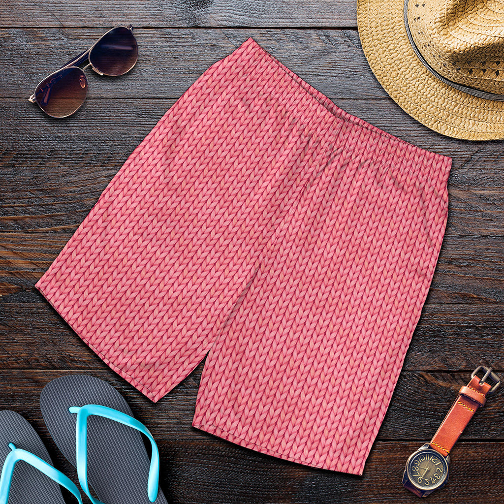 Pink Knitted Pattern Print Men's Shorts