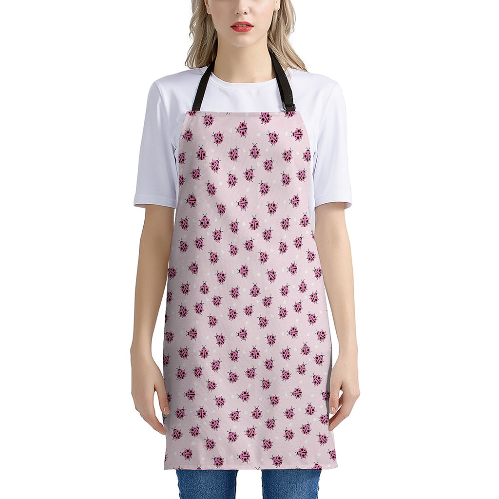 Pink Ladybug Pattern Print Apron