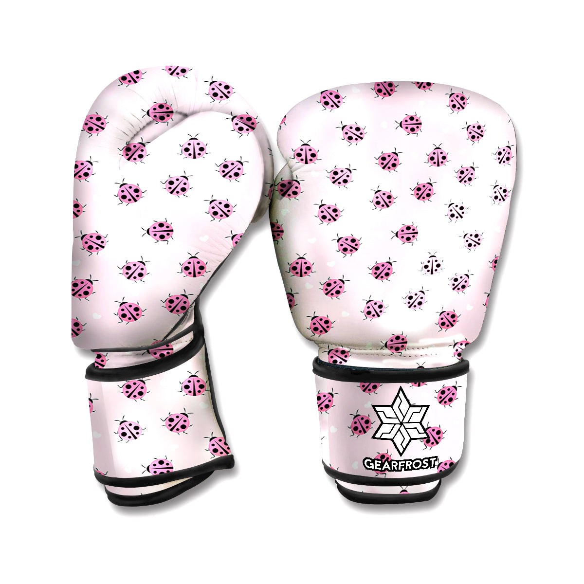 Pink Ladybug Pattern Print Boxing Gloves