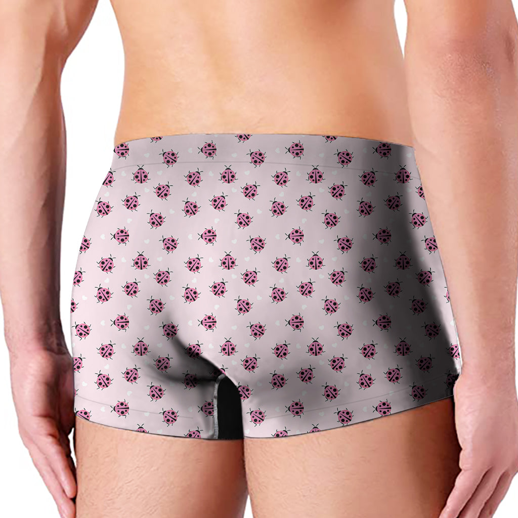 Pink Ladybug Pattern Print Men's Boxer Briefs