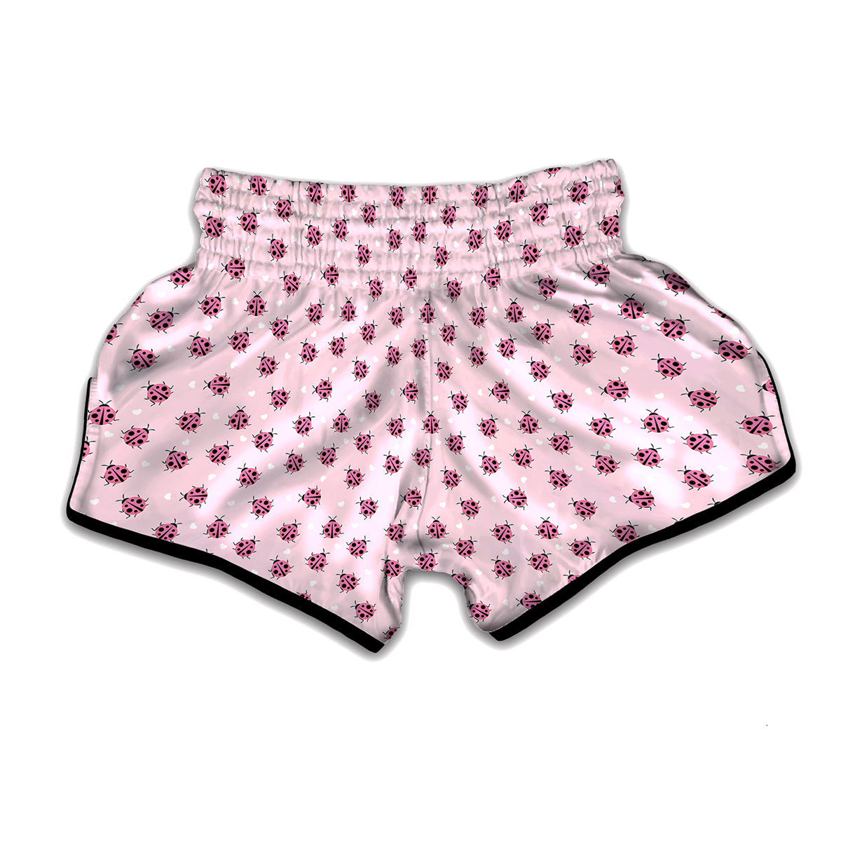 Pink Ladybug Pattern Print Muay Thai Boxing Shorts