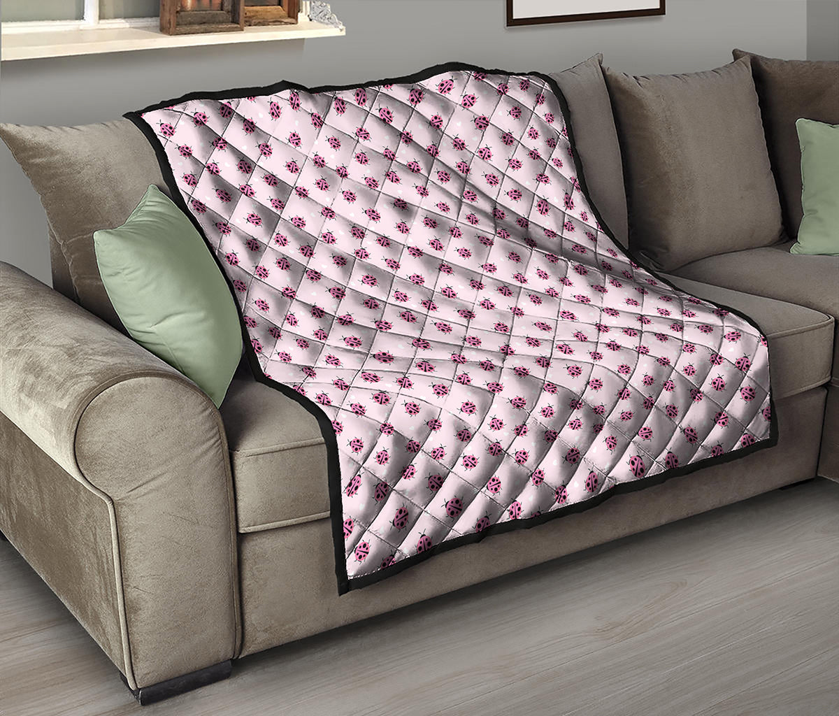 Pink Ladybug Pattern Print Quilt