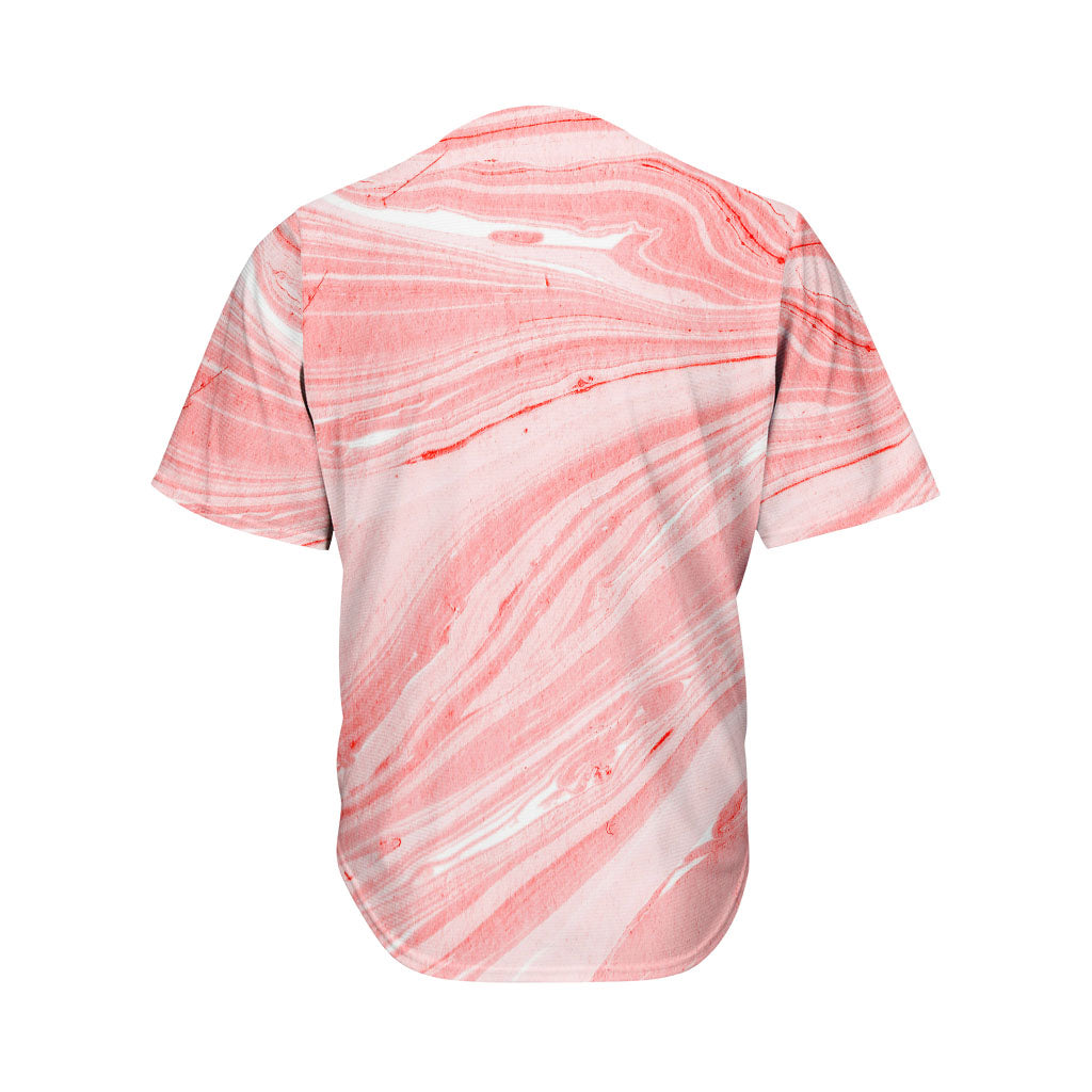 Pink Liquid Marble Print Men's Baseball Jersey