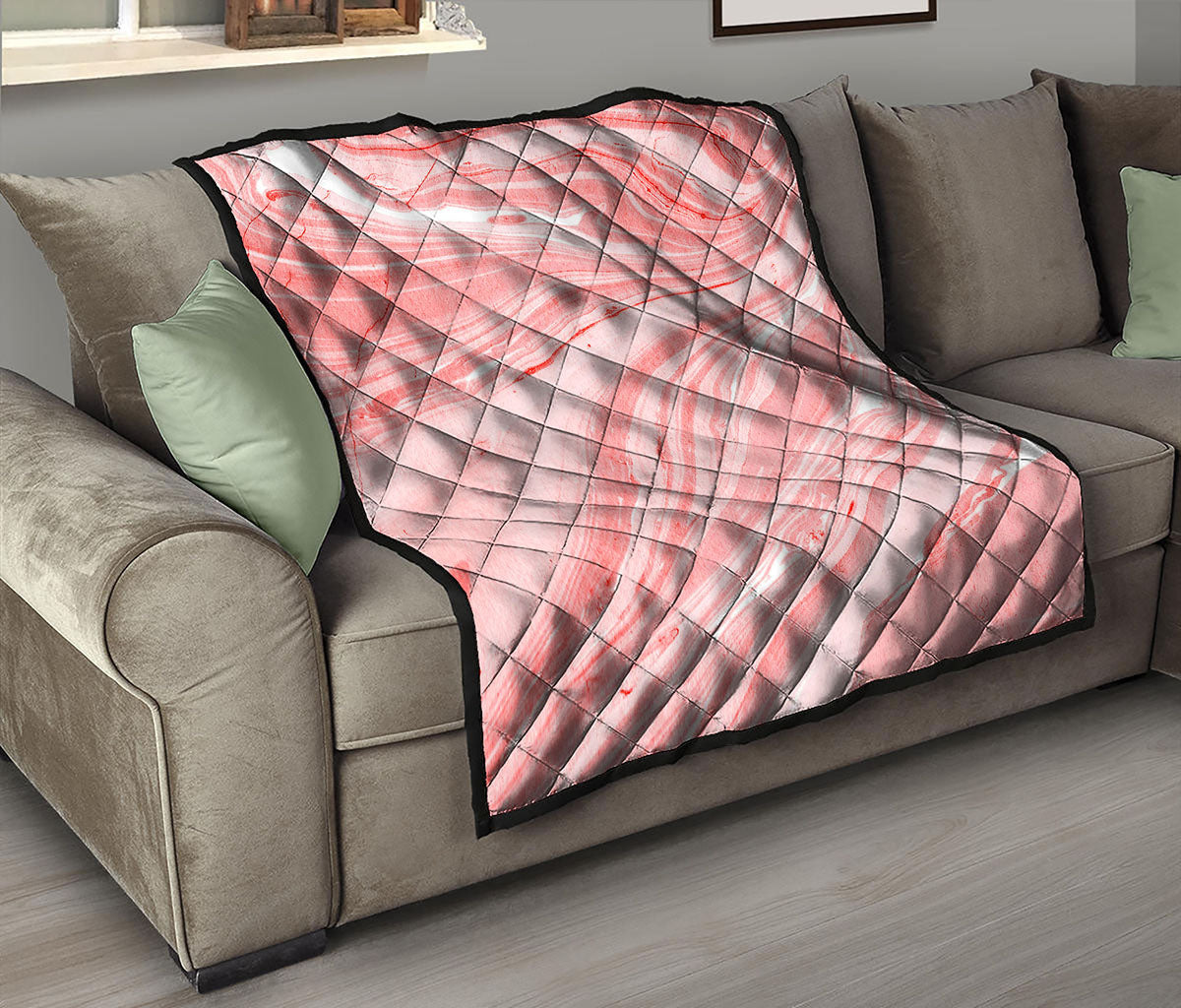 Pink Liquid Marble Print Quilt