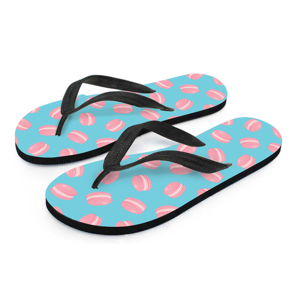 Pink Macaron Pattern Print Flip Flops