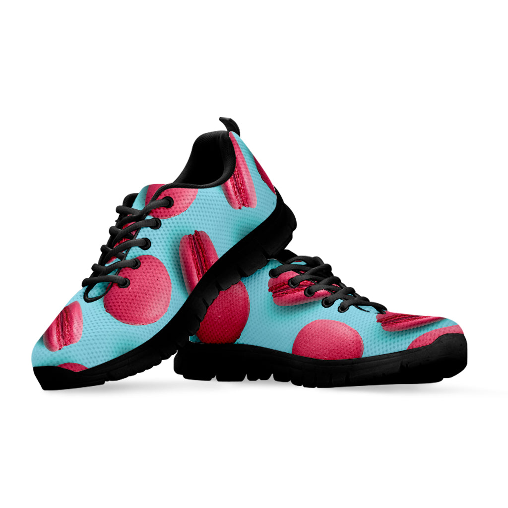 Pink Macarons Print Black Sneakers