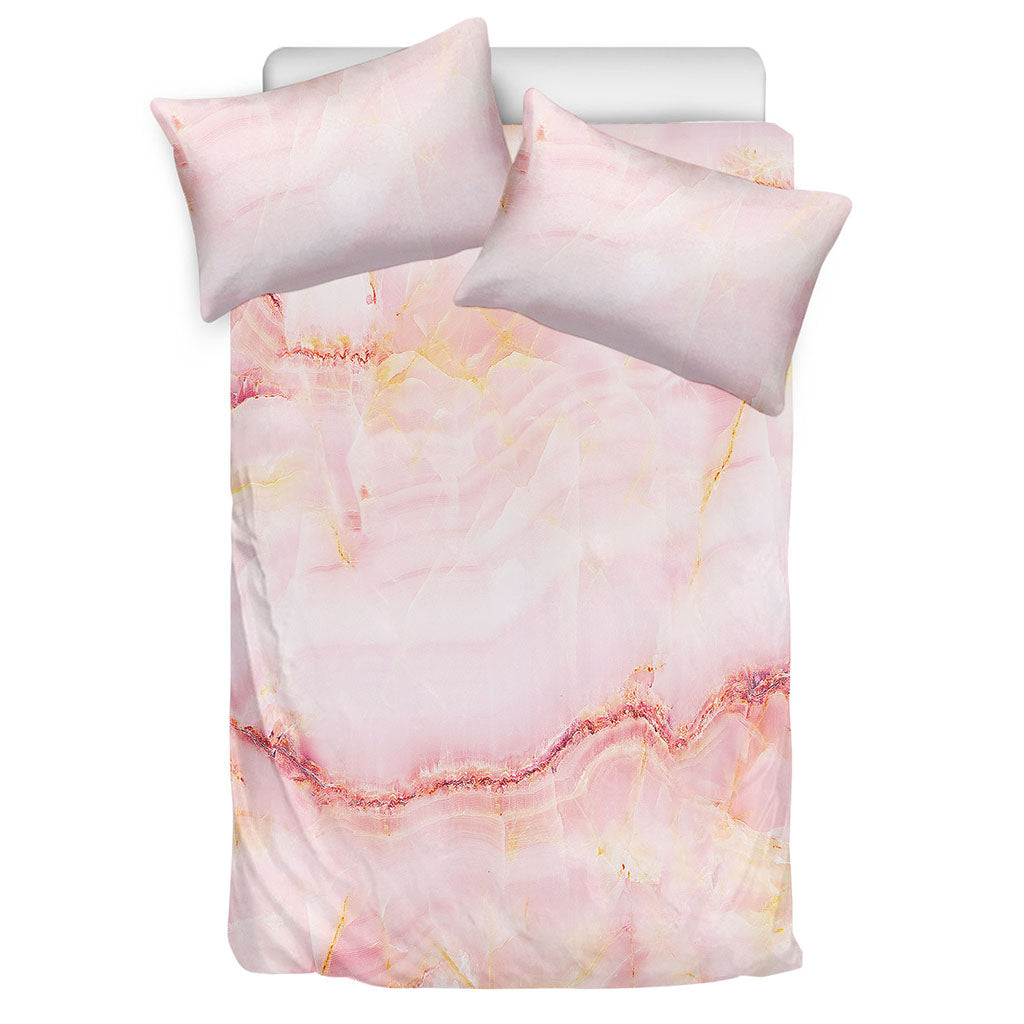 Pink Marble Print Duvet Cover Bedding Set