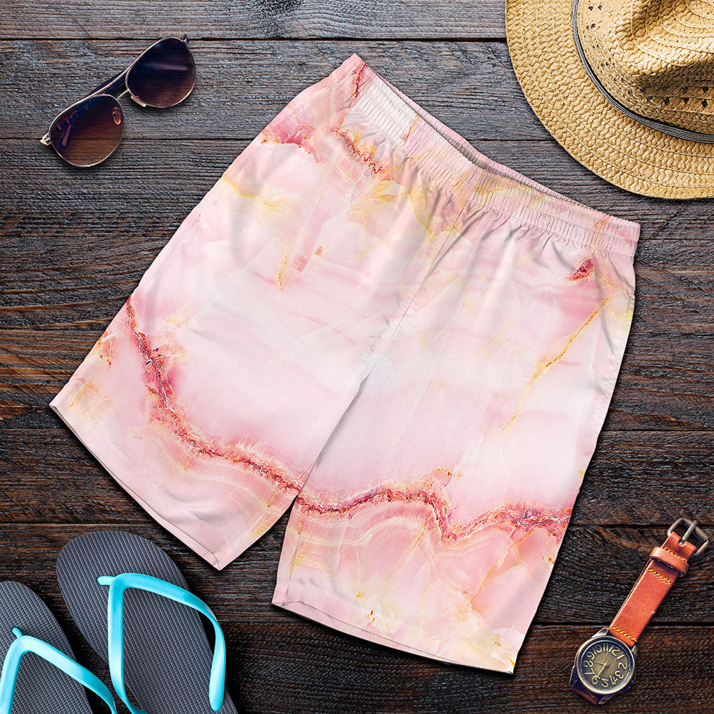 Pink Marble Print Men's Shorts