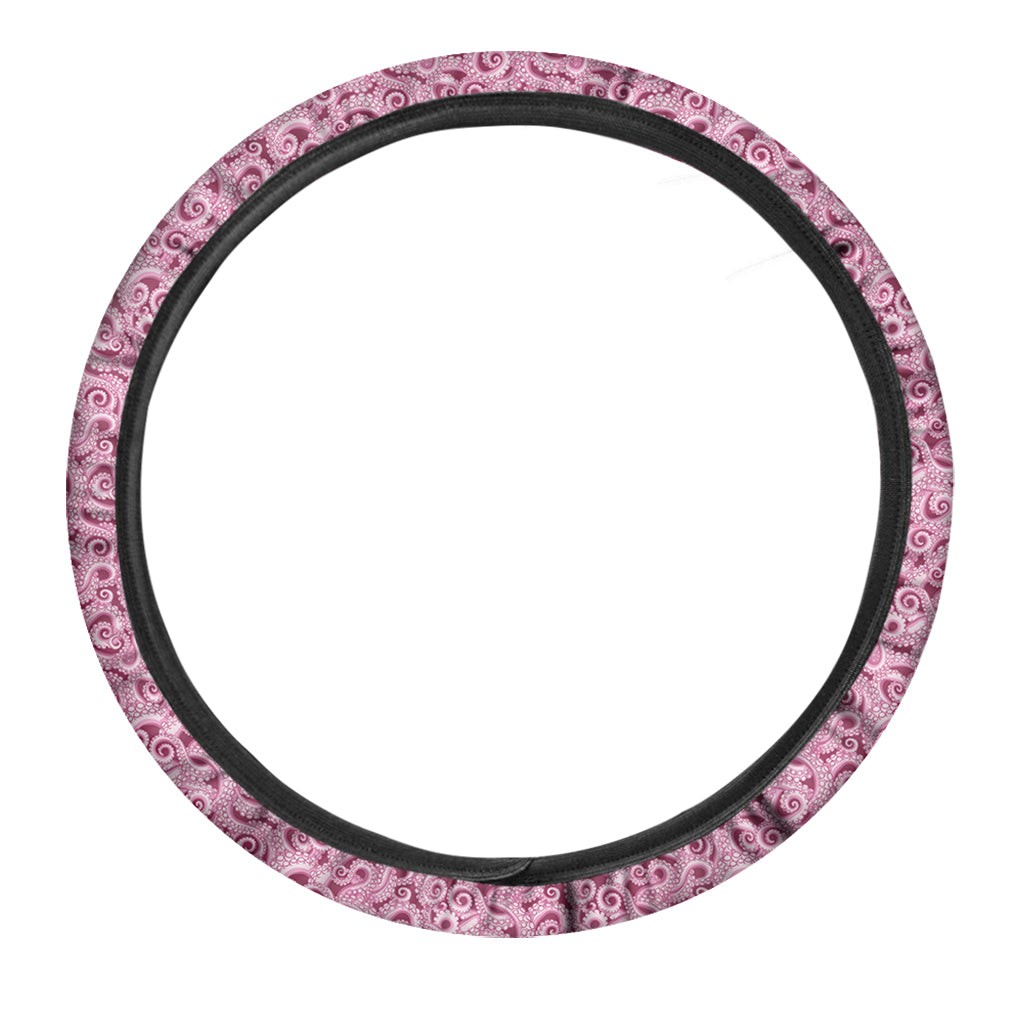 Pink Octopus Tentacles Pattern Print Car Steering Wheel Cover