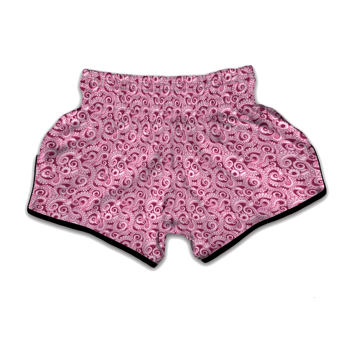 Pink Octopus Tentacles Pattern Print Muay Thai Boxing Shorts