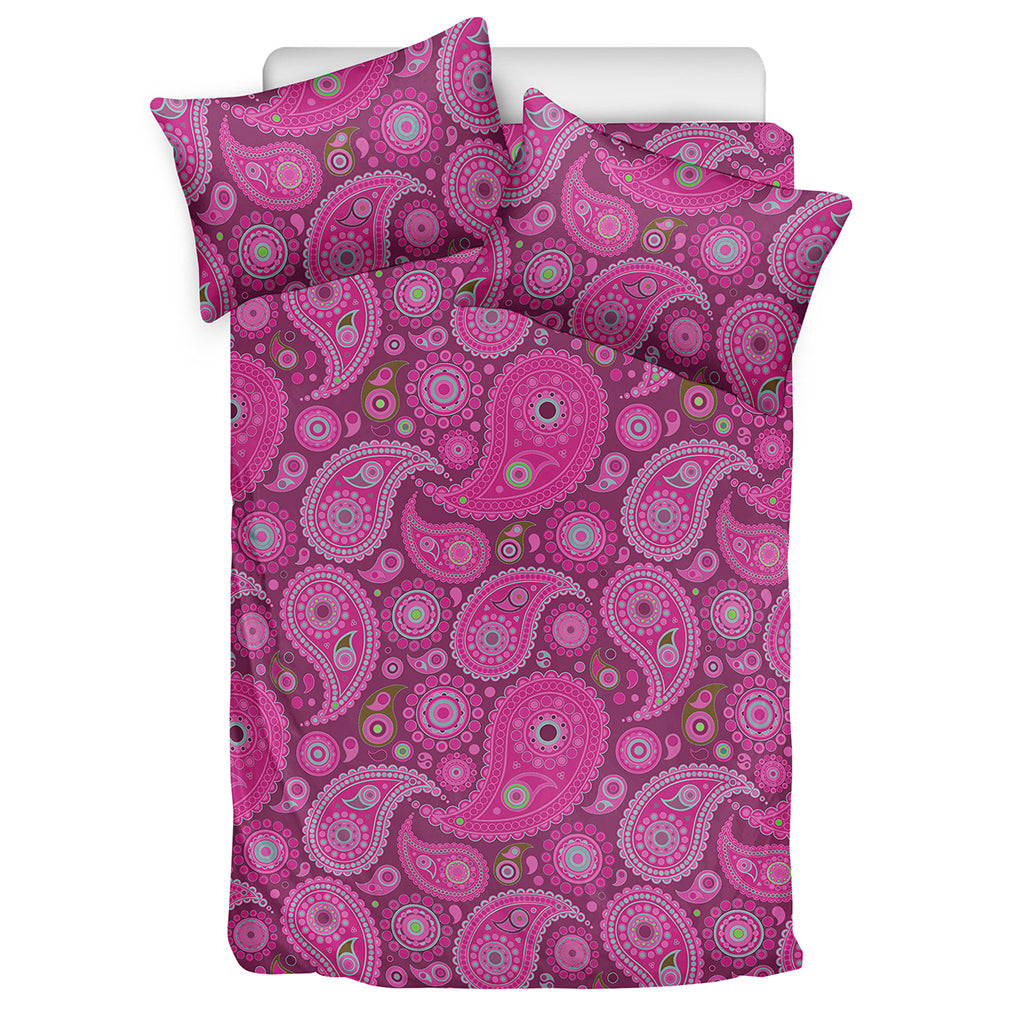 Pink Paisley Pattern Print Duvet Cover Bedding Set