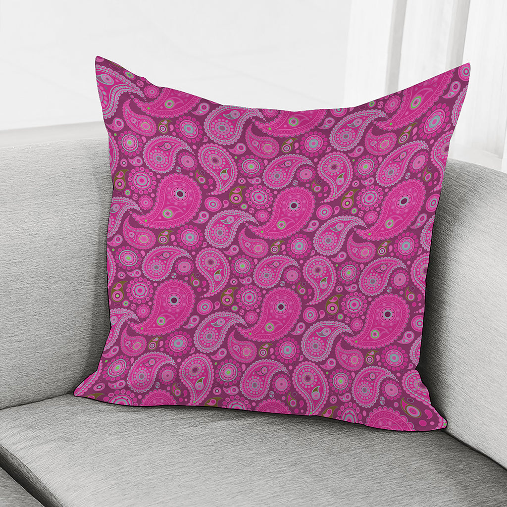 Pink Paisley Pattern Print Pillow Cover