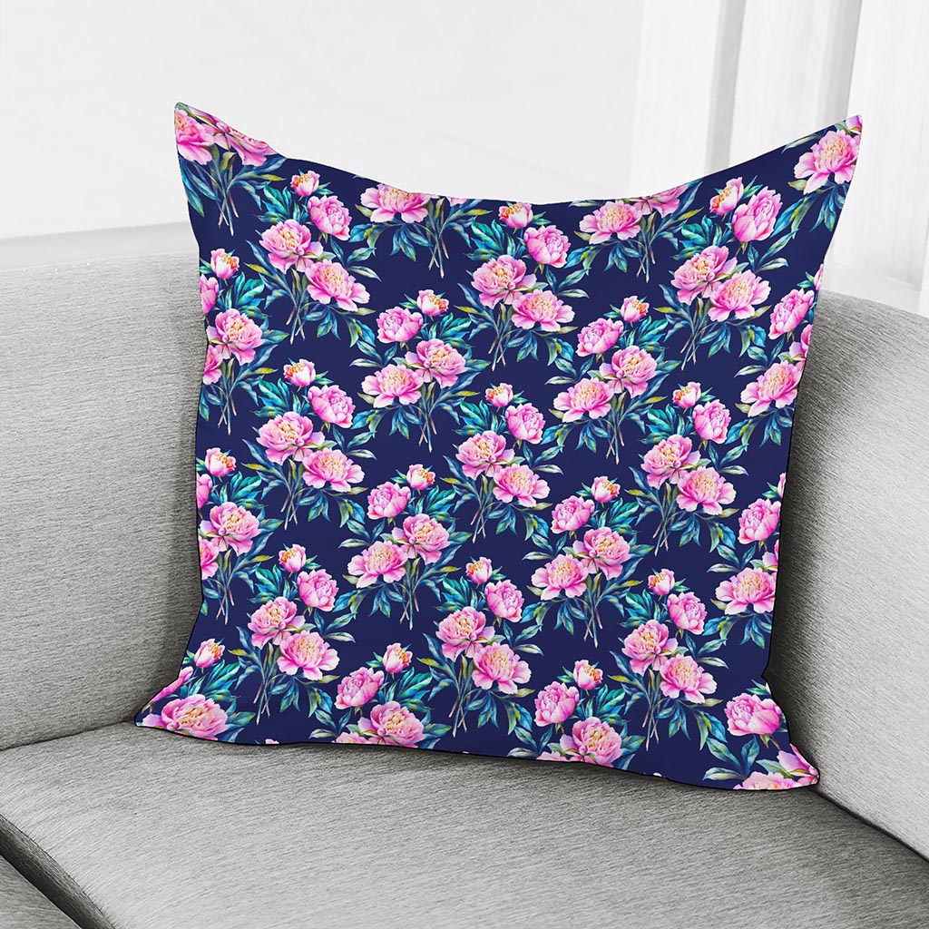 Pink Peony Floral Flower Pattern Print Pillow Cover