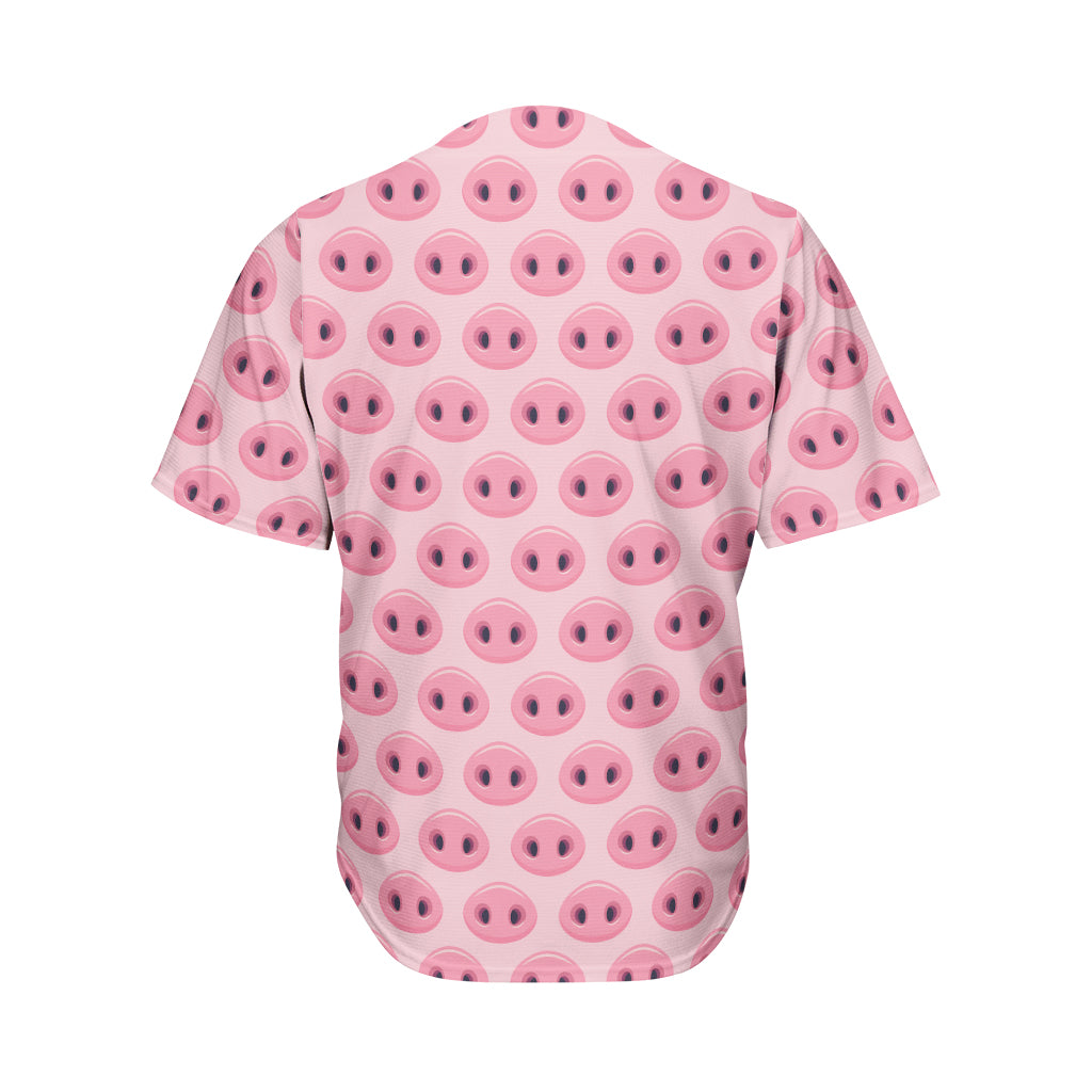Pink Pig Nose Pattern Print Men's Baseball Jersey