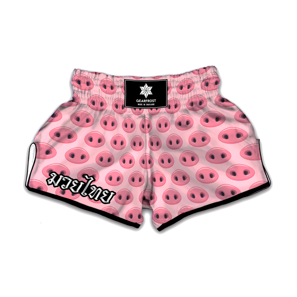 Pink Pig Nose Pattern Print Muay Thai Boxing Shorts